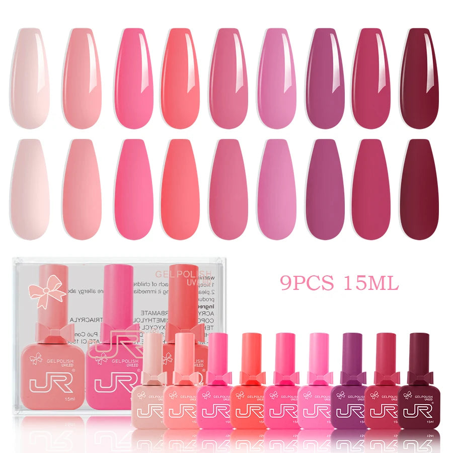 Colección Nude & Pink – Esmaltes en Gel UV/LED (9 uds)